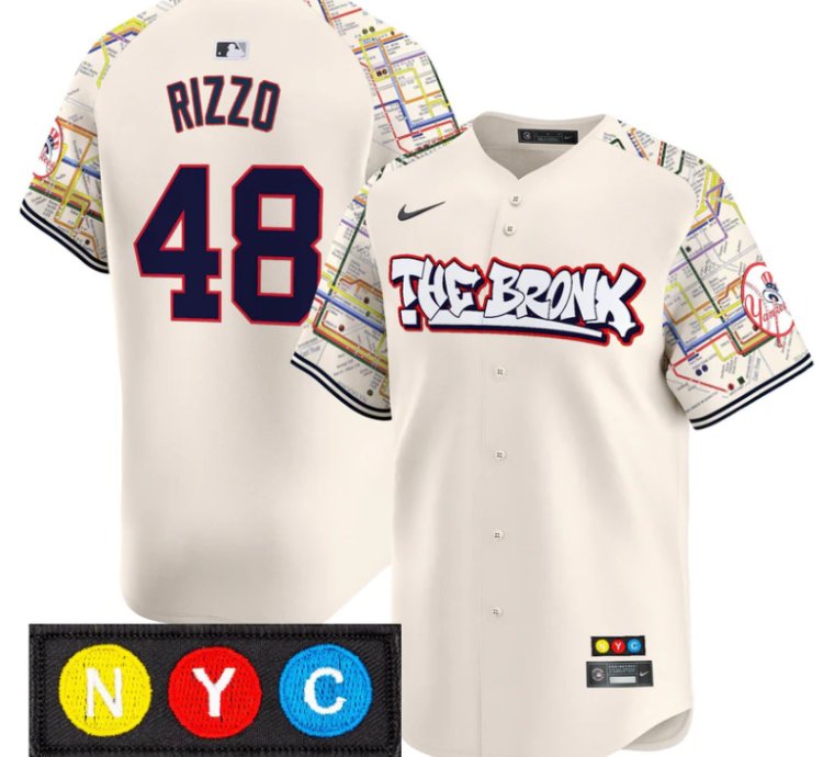 Anthony Rizzo Jersey 48 New York Yankees The Bronx Subway Style Premier Stitched Cream