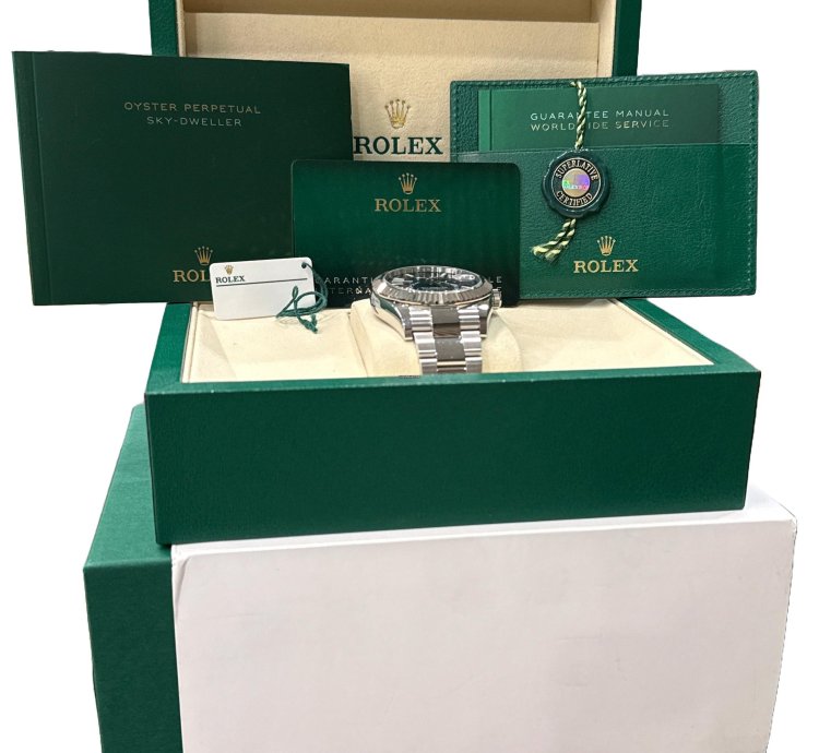 Rolex Sky-dweller March 2025 Papers Rolex Sky-dweller Blue 18k Oyster 42mm 336934 Box