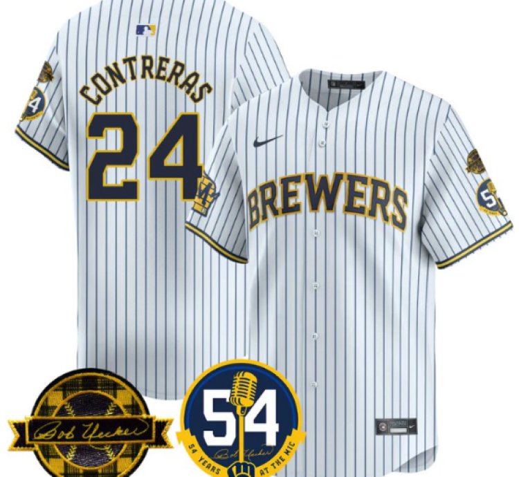 William Contreras Jersey 24 Milwaukee Brewers 2025 Bob Uecker Stitched White