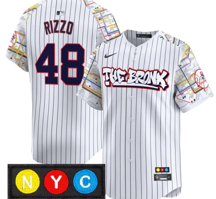 Anthony Rizzo Jersey 48 New York Yankees The Bronx Subway Style Premier Stitched Pinstripe