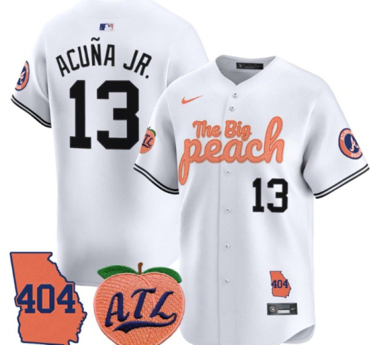 Ronald Acuna Jr Jersey 13 Atlanta Braves 404 The Big Peach Premier Limited Stitched White