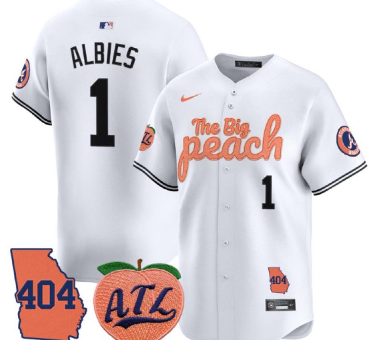 Ozzie Albies Jersey 1 Atlanta Braves 404 The Big Peach Premier Limited Stitched White