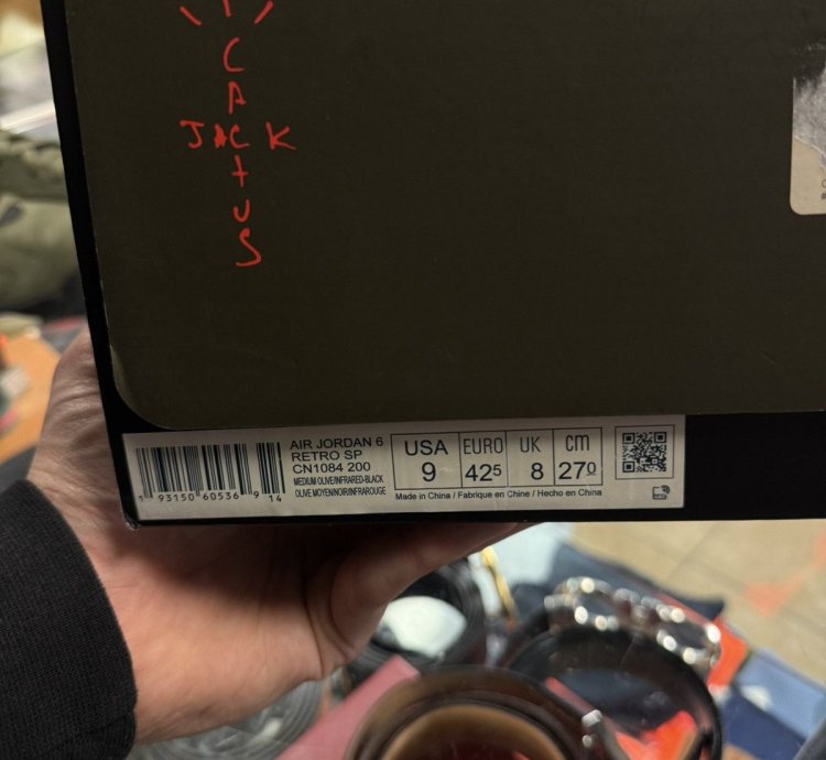 Jordan 6 Travis Scott Olive cn1084-200 Og Size 9