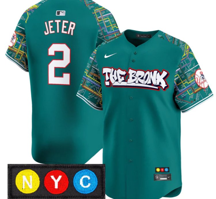 Derek Jeter Jersey 2 New York Yankees The Bronx Subway Style Premier Stitched Lexington Line