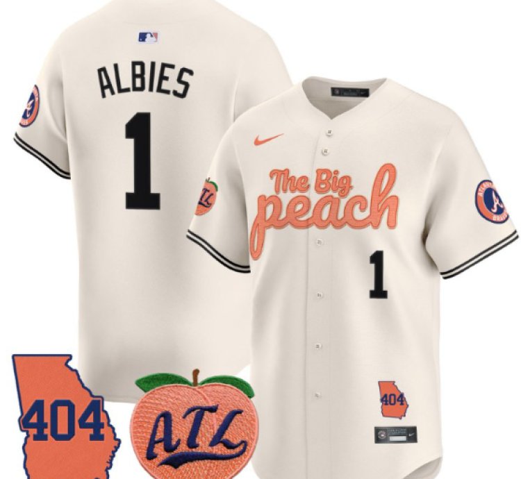 Ozzie Albies Jersey 1 Atlanta Braves 404 The Big Peach Premier Limited Stitched Cream