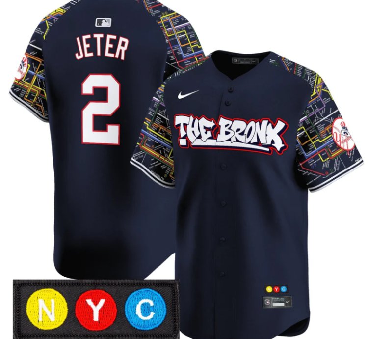 Derek Jeter Jersey 2 New York Yankees The Bronx Subway Style Premier Stitched Navy