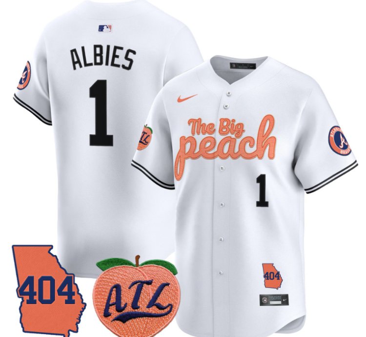 Ozzie Albies Jersey 1 Atlanta Braves 404 The Big Peach Premier Limited Stitched White