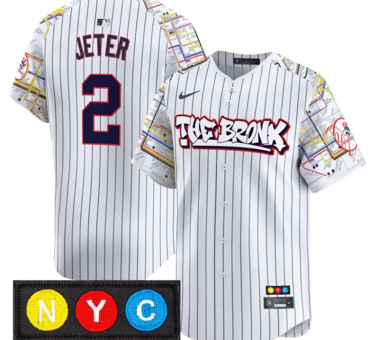 Derek Jeter Jersey 2 New York Yankees The Bronx Subway Style Premier Stitched Pinstripe