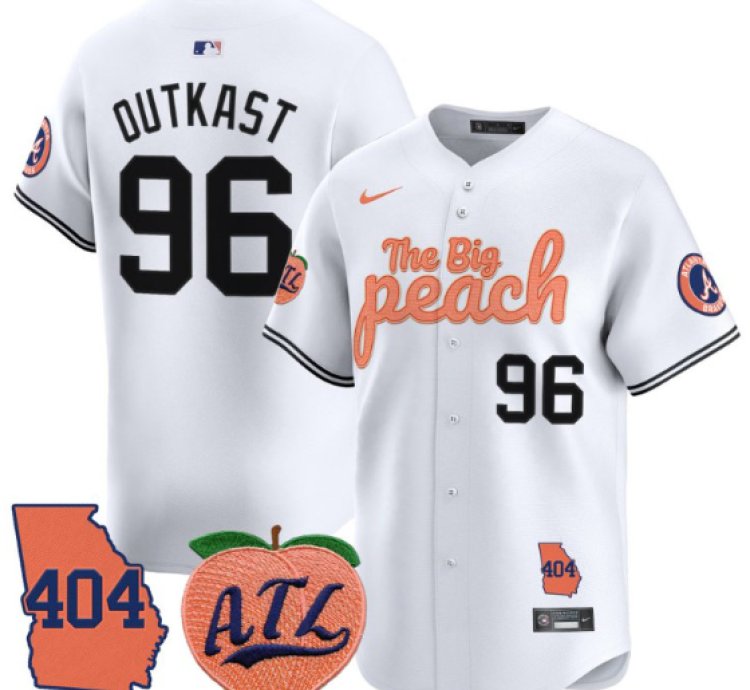Outkast Jersey 96 Atlanta Braves 404 The Big Peach Premier Limited Stitched White
