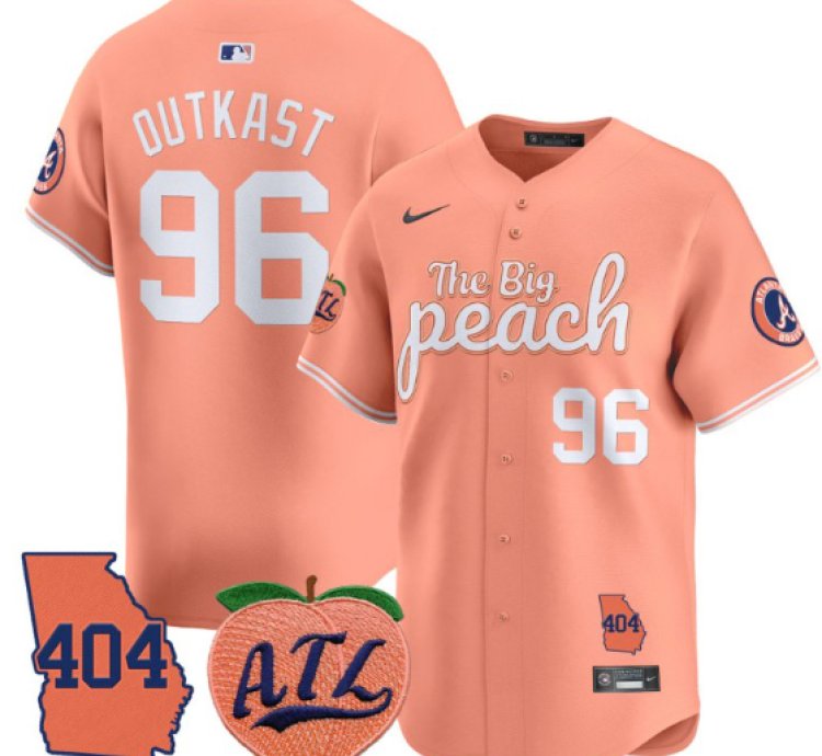 Outkast Jersey 96 Atlanta Braves 404 The Big Peach Premier Limited Stitched Peach
