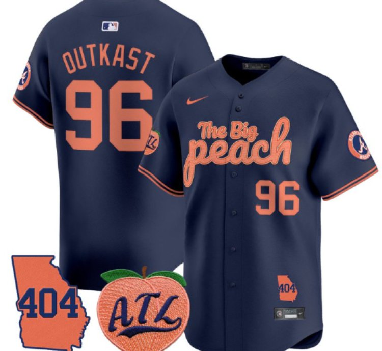 Outkast Jersey 96 Atlanta Braves 404 The Big Peach Premier Limited Stitched Navy