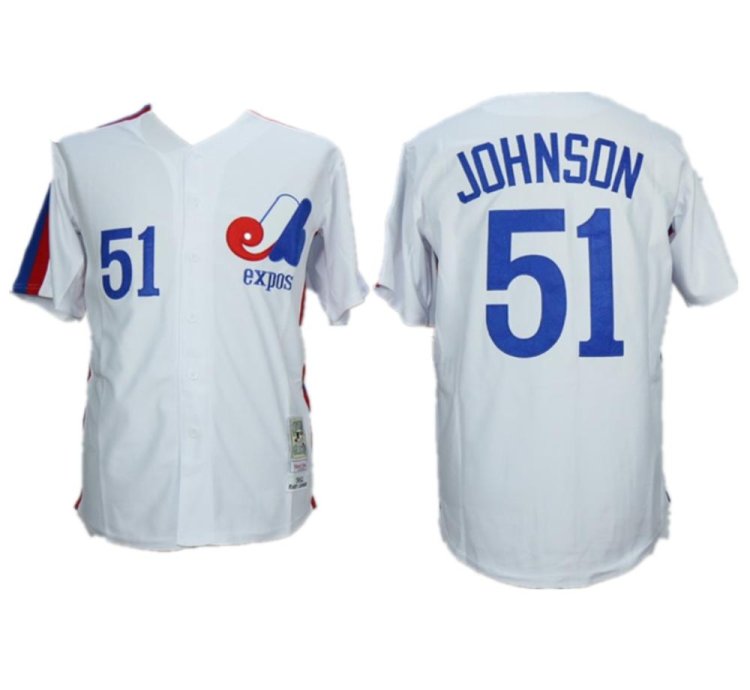 Montreal Expos Randy Johnson White Cooperstown Throwback Jersey