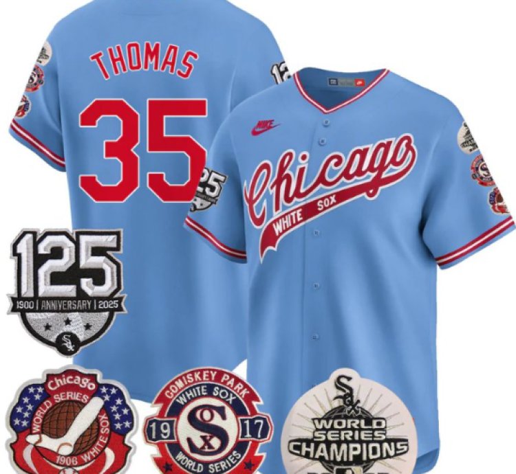 Frank Thomas Jersey 35 Chicago White Sox 125th Anniversary World Series Champions Blue