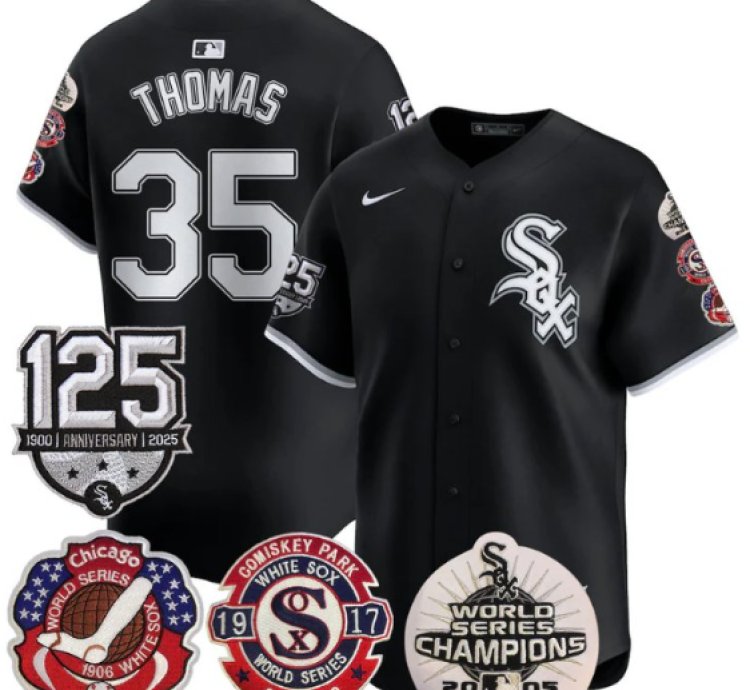 Frank Thomas Jersey 35 Chicago White Sox 125th Anniversary World Series Champions Black