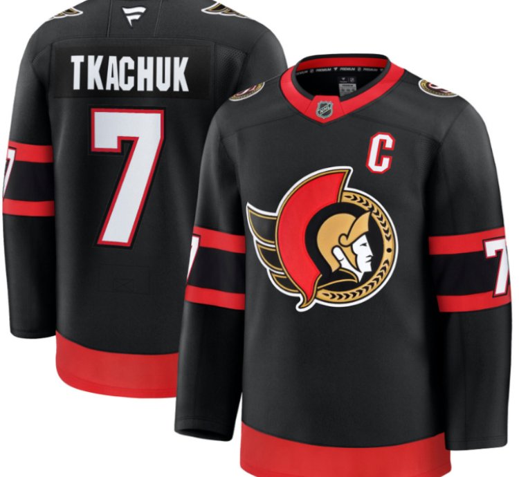 Mens Brady Tkachuk Jersey 7 Ottawa Senators 2025 Premium Home All Stitched