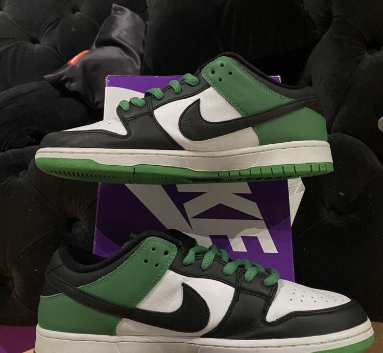 Nike Sb Dunk Low Green Black Toe Bq6817-302 Men Sz 12 Used