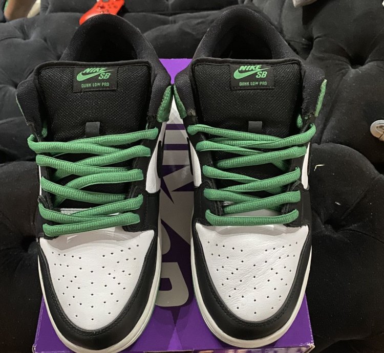 Nike Sb Dunk Low Green Black Toe Bq6817-302 Men Sz 12 Used