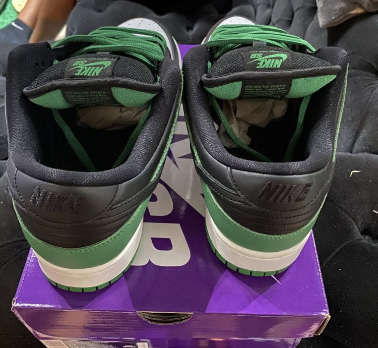 Nike Sb Dunk Low Green Black Toe Bq6817-302 Men Sz 12 Used