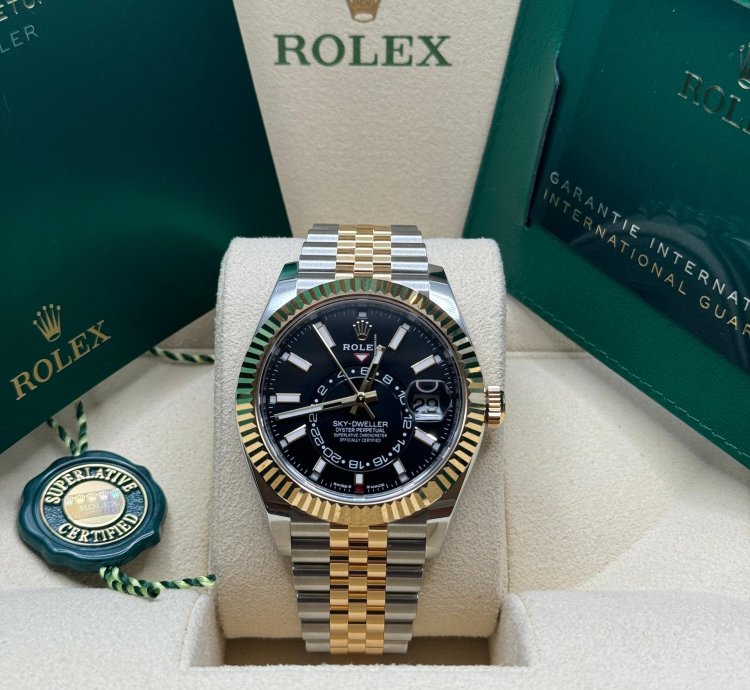 Rolex Sky-dweller New 2024 336933 Jubilee Bracelet Black Dial - Two Tone Yellow Gold