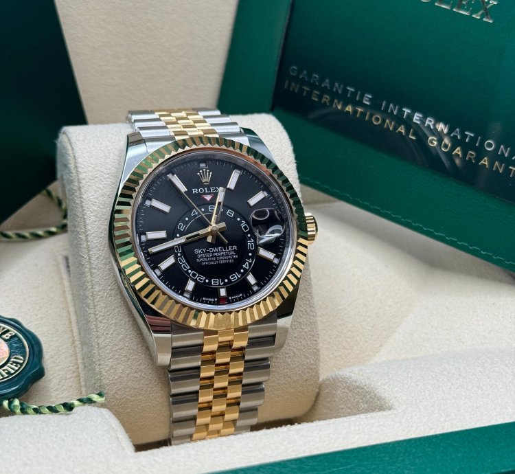 Rolex Sky-dweller New 2024 336933 Jubilee Bracelet Black Dial - Two Tone Yellow Gold