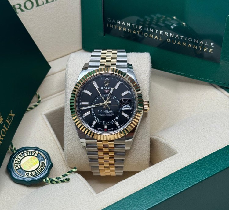 Rolex Sky-dweller New 2024 336933 Jubilee Bracelet Black Dial - Two Tone Yellow Gold