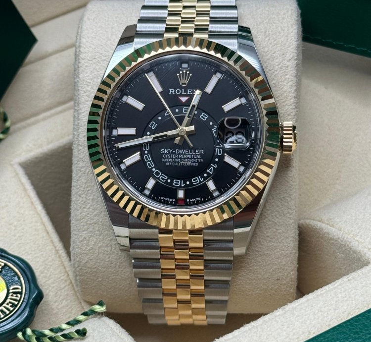 Rolex Sky-dweller New 2024 336933 Jubilee Bracelet Black Dial - Two Tone Yellow Gold