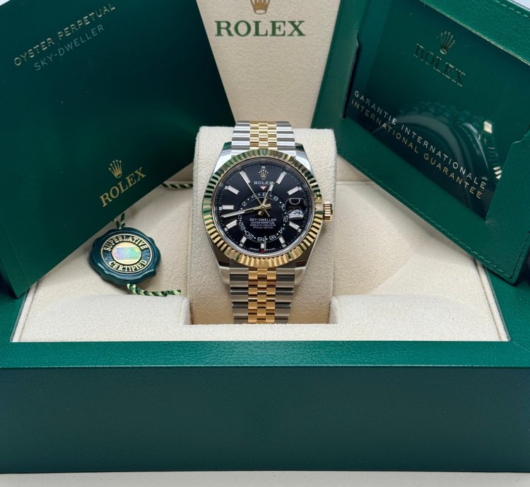 Rolex Sky-dweller New 2024 336933 Jubilee Bracelet Black Dial - Two Tone Yellow Gold