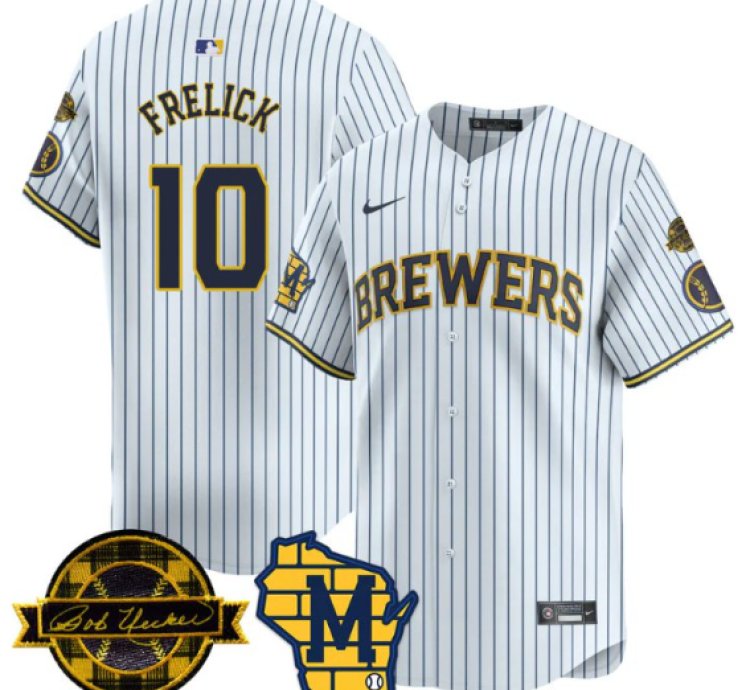 Sal Frelick Jersey 10 Milwaukee Brewers 2025 Limited Bob Uecker Patch Stitched White