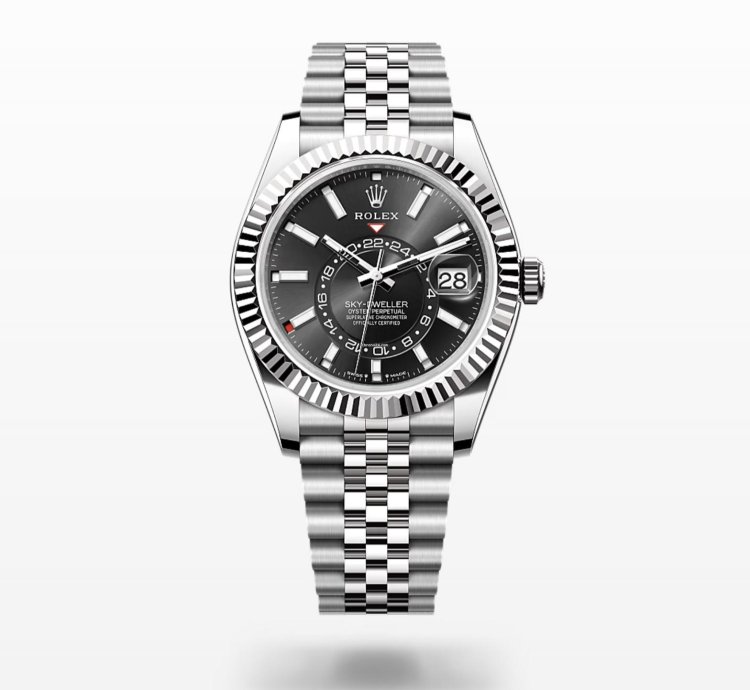 Rolex Sky-dweller New 2024 Black Dial White Gold Fluted Bezel Jubilee Bracelet 42mm Stainless
