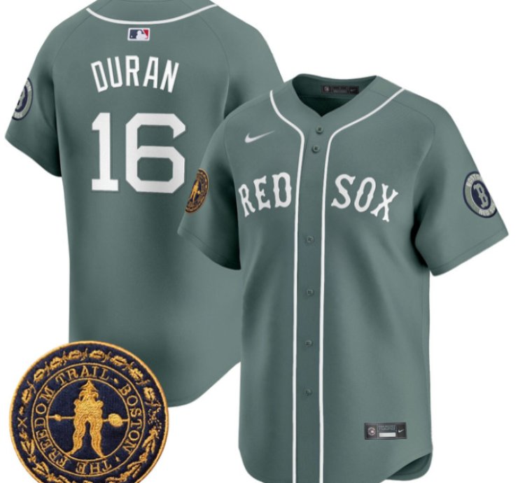 Jarren Duran Jersey 16 Boston Red Sox Freedom Trail Patch Vapor Premier Limited Stitched Green