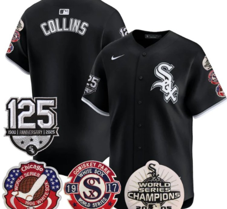 Eddie Collins Jersey Chicago White Sox 125th Anniversary World Series Champions Black
