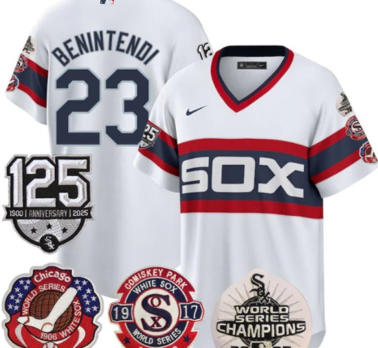 Andrew Benintendi Jersey 23 Chicago White Sox World Series Champions White 1983