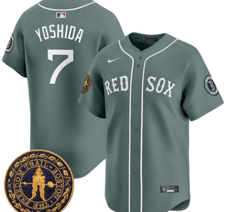 Masataka Yoshida Jersey 7 Boston Red Sox Freedom Trail Patch Vapor Premier Limited Stitched Green