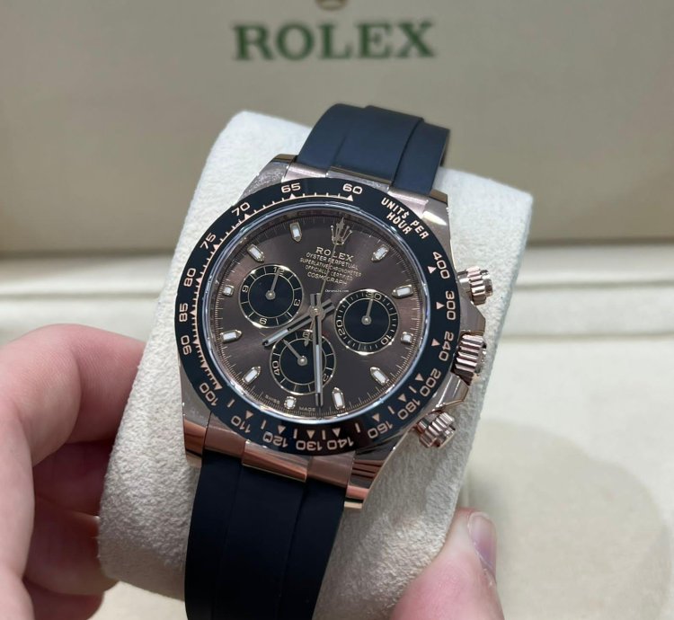 Rolex Daytona Rose Gold Daytona Oysterflex Chocolate Brown Dial 2023 116515ln Box And Papers