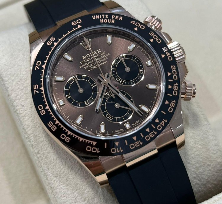 Rolex Daytona Rose Gold Daytona Oysterflex Chocolate Brown Dial 2023 116515ln Box And Papers
