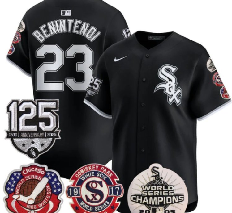 Andrew Benintendi Jersey 23 Chicago White Sox 125th Anniversary World Series Champions Black