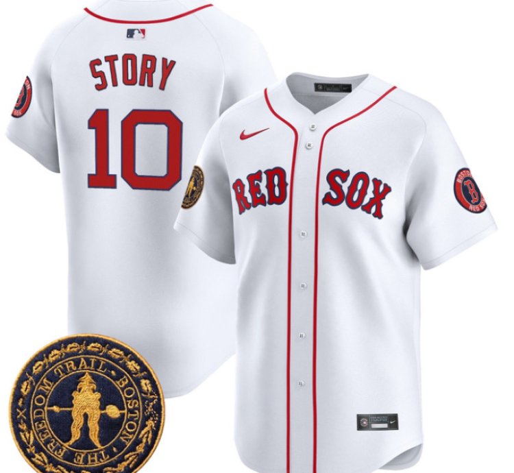 Trevor Story Jersey 10 Boston Red Sox Freedom Trail Patch Vapor Premier Limited Stitched White