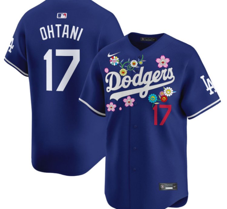 Shohei Ohtani kanji Jersey 17 Dodgers X Takashi Murakami 2025 Vapor Stitched Royal