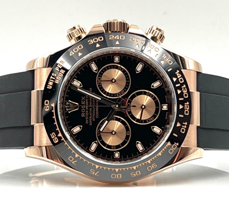 Rolex Daytona Rose Gold Oysterflex Black Dial 116515ln Box Papers 2023