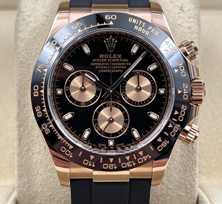 Rolex Daytona Rose Gold Oysterflex Black Dial 116515ln Box Papers 2023