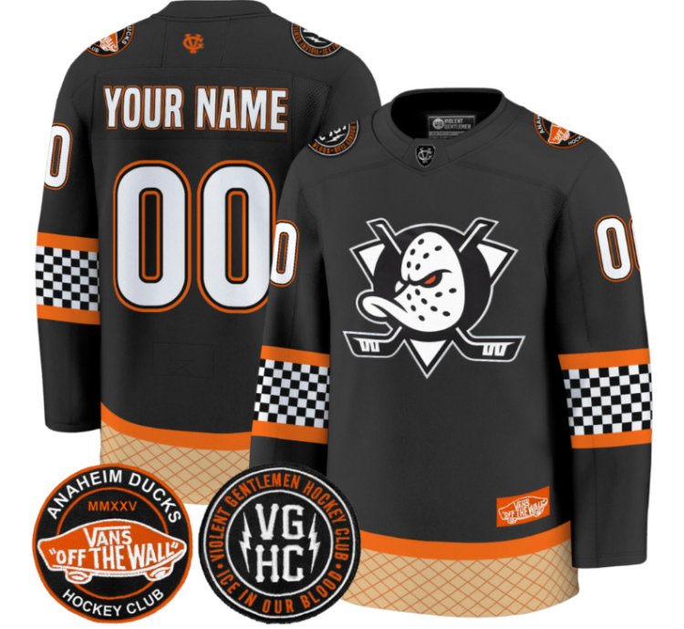 Custom Anaheim Ducks Jersey Checkerboard 2025 Premium All Stitched Black