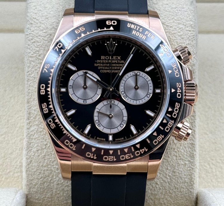 Rolex Daytona Rose Gold Oysterflex Black Dial 126515ln Unworn 2024