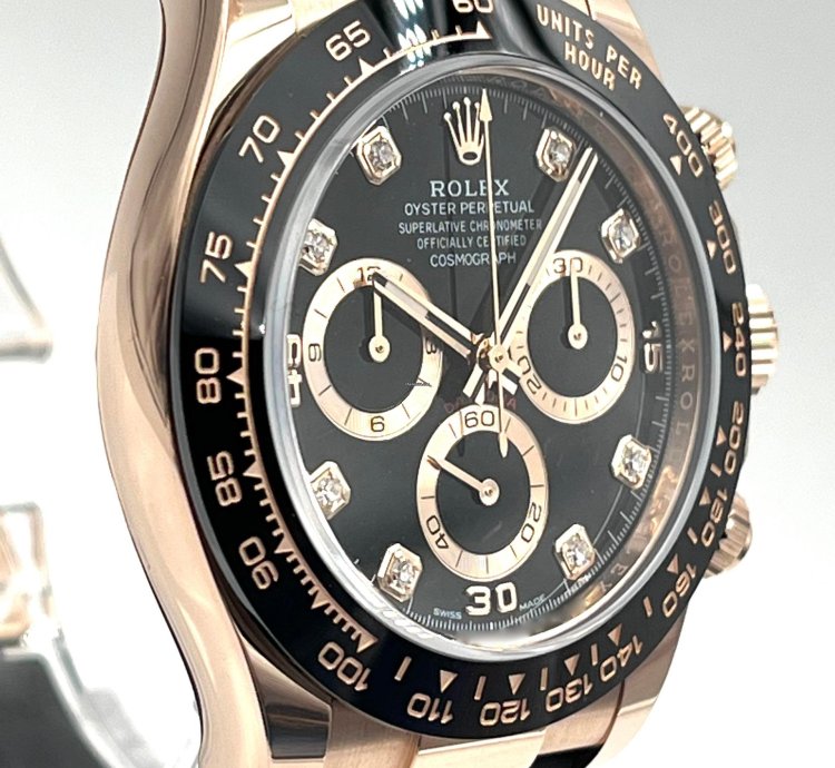 Rolex Daytona Rose Gold Oysterflex Black Diamond Dial 116515ln Box Papers 2022