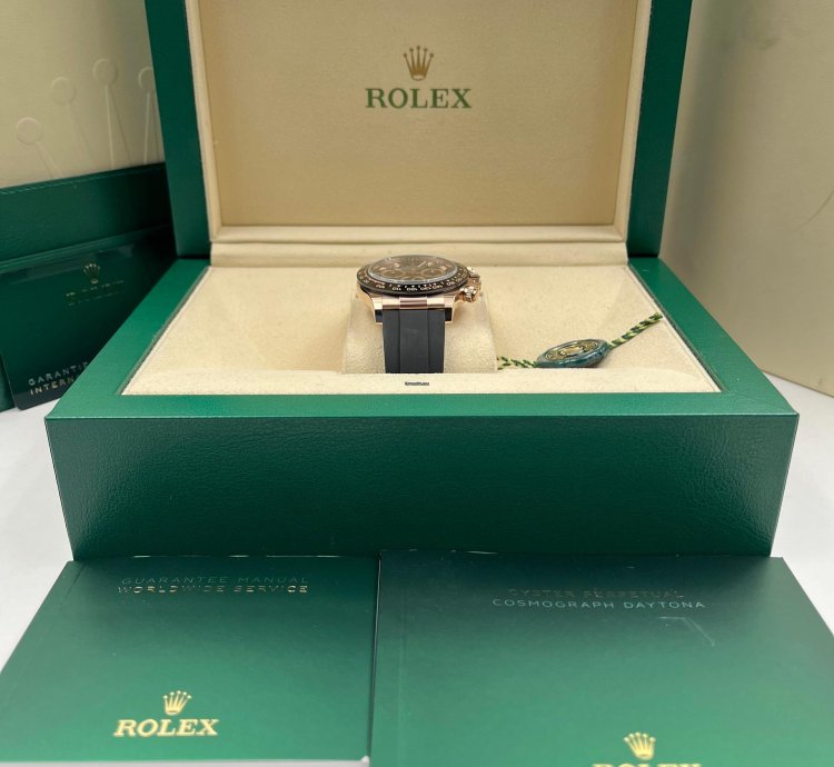 Rolex Daytona Rose Gold Oysterflex Black Diamond Dial 116515ln Box Papers 2022