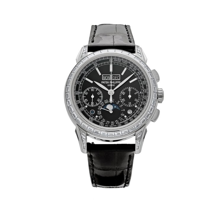Patek Philippe Perpetual Calendar Chronograph Grand Complications 5271p-001 Perpetual Calendar Platinum Black Dial Baguette Bezel