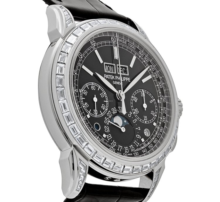 Patek Philippe Perpetual Calendar Chronograph Grand Complications 5271p-001 Perpetual Calendar Platinum Black Dial Baguette Bezel