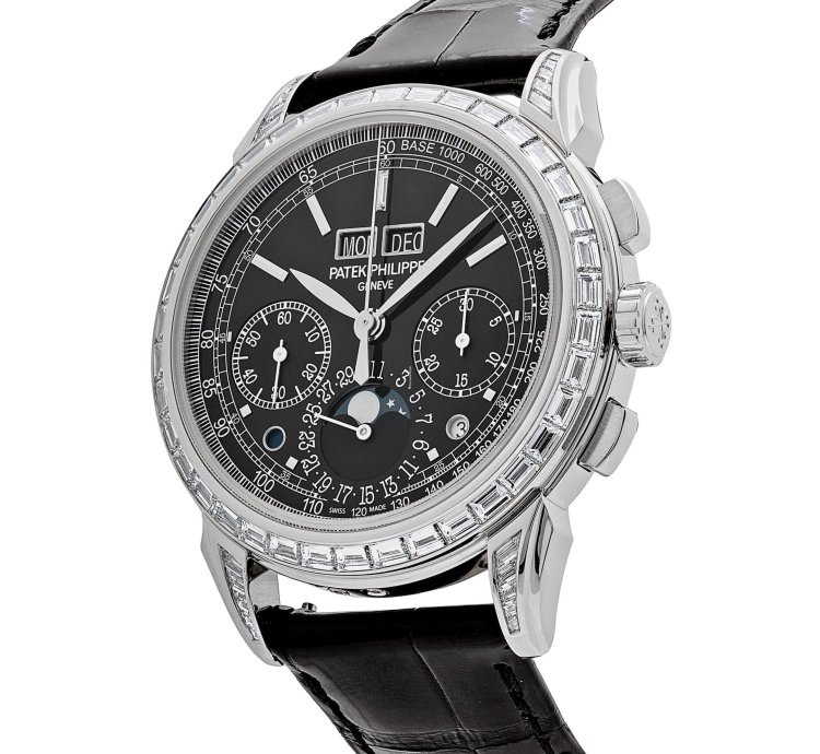 Patek Philippe Perpetual Calendar Chronograph Grand Complications 5271p-001 Perpetual Calendar Platinum Black Dial Baguette Bezel