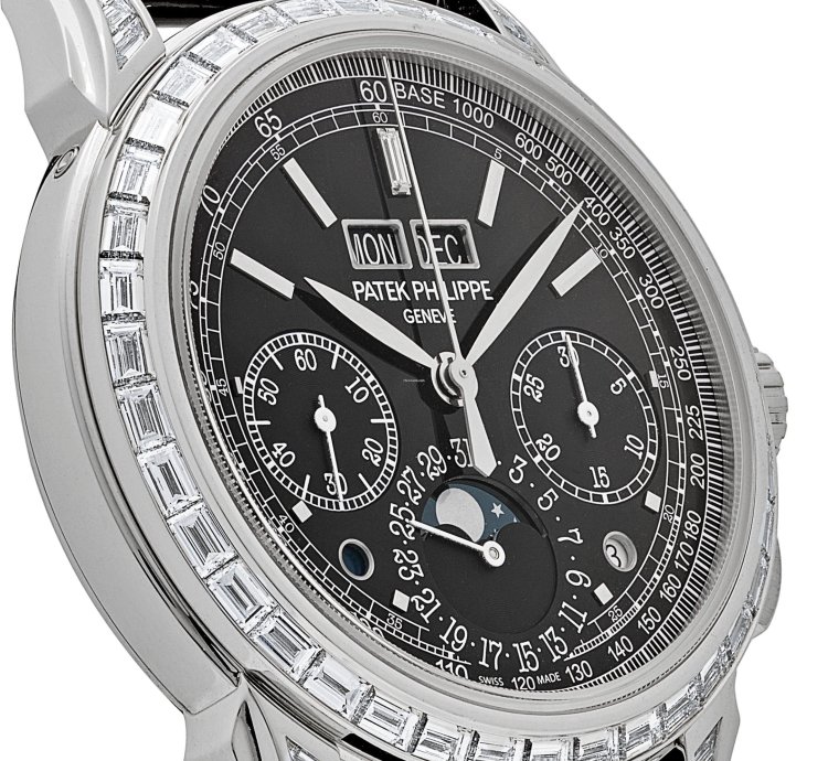 Patek Philippe Perpetual Calendar Chronograph Grand Complications 5271p-001 Perpetual Calendar Platinum Black Dial Baguette Bezel
