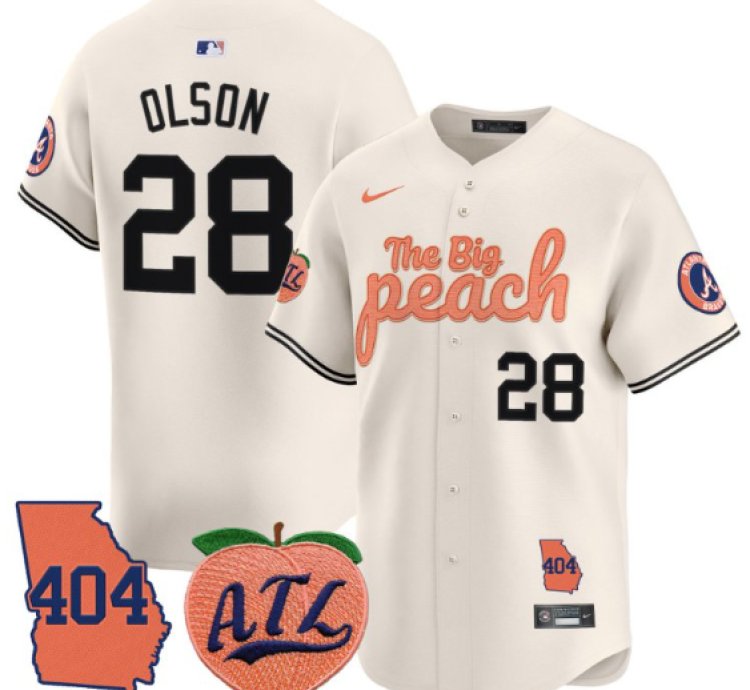 Matt Olson Jersey 28 Atlanta Braves 404 The Big Peach Premier Limited Stitched Cream