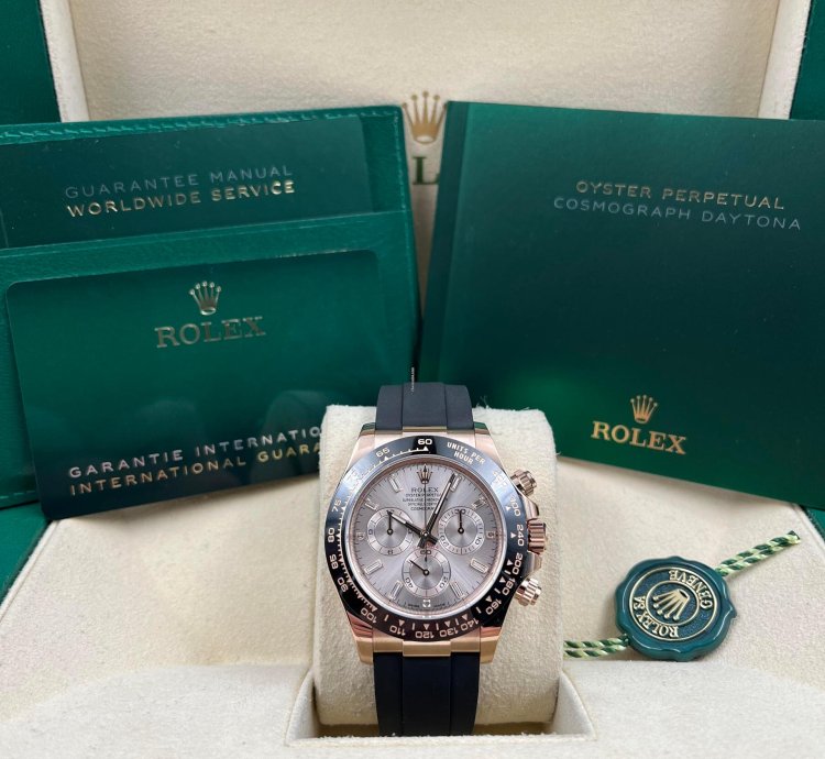 Rolex Daytona Rose Gold Oysterflex Pink Sundust Baguette Dial 116515ln Unworn 2023